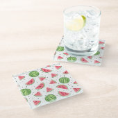 ネオン水彩画のスイカパターン ガラスコースター (アングル)