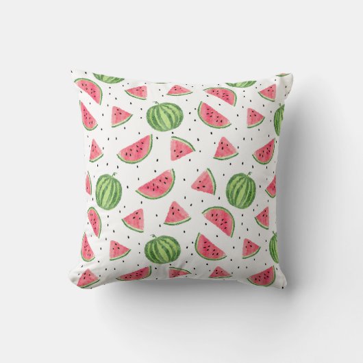 ネオン水彩画のスイカパターン クッション (正面)
