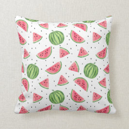 ネオン水彩画のスイカパターン クッション