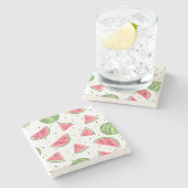 ネオン水彩画のスイカパターン ストーンコースター (横)