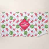 ネオン水彩画のスイカパターン ビーチタオル (正面)