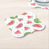 ネオン水彩画のスイカパターン ペーパーコースター (アングル)