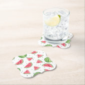 ネオン水彩画のスイカパターン ペーパーコースター (インサイチュ)