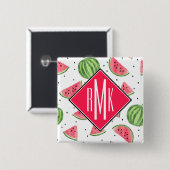 ネオン水彩画のスイカパターン 缶バッジ (正面&裏面)