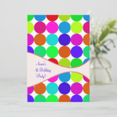 ネオン水玉模様ガールズ任意のナンバーバイタデイパーティー 招待状 (スタンド正面)