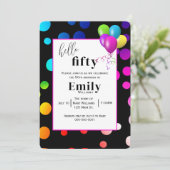 ネオン水玉模様50歳の誕生日パーティー 招待状 (スタンド正面)