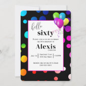 ネオン水玉模様60歳の誕生日パーティー 招待状 (正面)