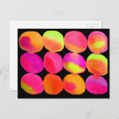 ネオン水色の円のパターン抽象芸術アートカラー ポストカード (正面/裏面)