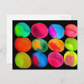 ネオン水色の円のパターン抽象芸術アートカラー ポストカード (正面/裏面)