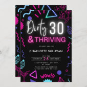 ネオン汚い30歳と繁栄30歳の誕生日パーティー 招待状 (正面/裏面)