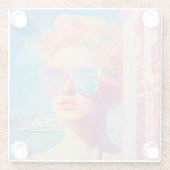 ネオン沿岸美しいとサングラス ガラスコースター (裏面)