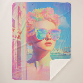 ネオン沿岸美しいとサングラス シェルパブランケット