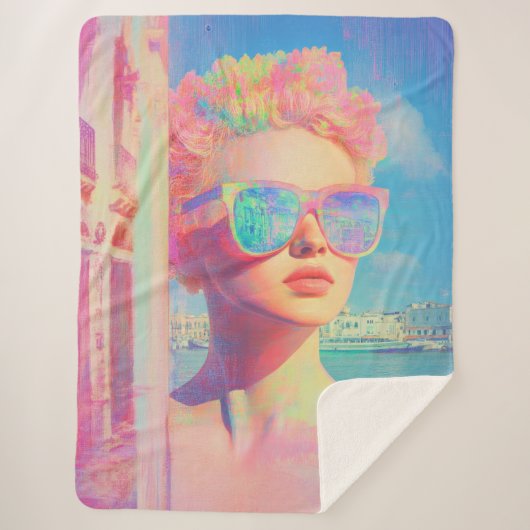 ネオン沿岸美しいとサングラス シェルパブランケット (正面)