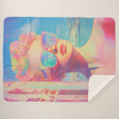 ネオン沿岸美しいとサングラス シェルパブランケット (正面(横))