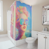 ネオン沿岸美しいとサングラス シャワーカーテン (インサイチュ)