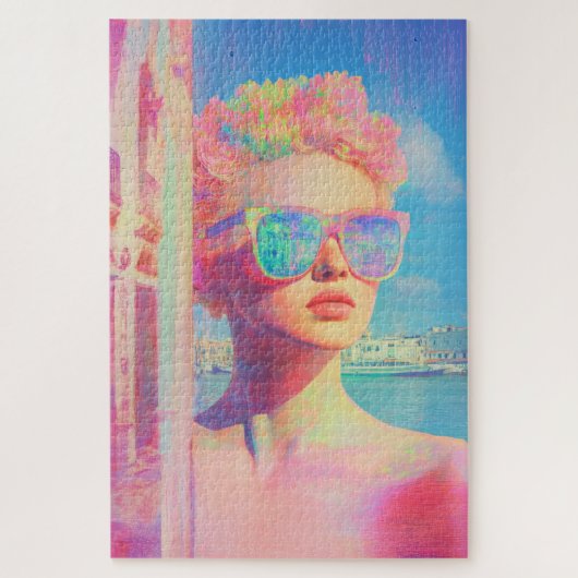 ネオン沿岸美しいとサングラス ジグソーパズル (縦)