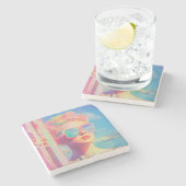 ネオン沿岸美しいとサングラス ストーンコースター (横)