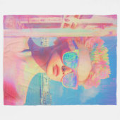 ネオン沿岸美しいとサングラス フリースブランケット (正面(横))