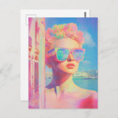 ネオン沿岸美しいとサングラス ポストカード (正面/裏面)