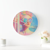 ネオン沿岸美しいとサングラス ラージ壁時計 (ホーム)