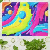 ネオン流体アート キッチンタオル (折り畳み)