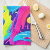 ネオン流体アート キッチンタオル (四つ折り)