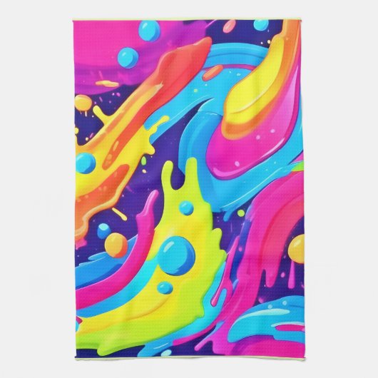 ネオン流体アート キッチンタオル (縦)