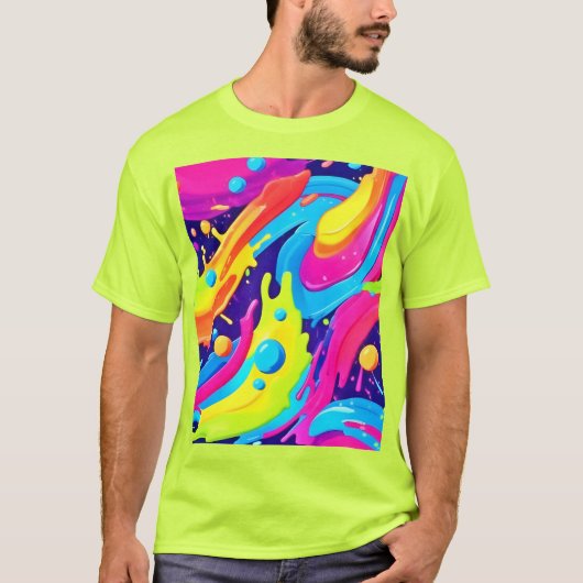 ネオン流体アート Tシャツ (正面)