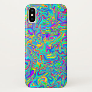 ネオン液体のぬれたペンキの渦巻 iPhone X ケース