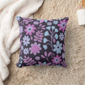 ネオン濃いフローラ青と紫の花 クッション (ブランケット)