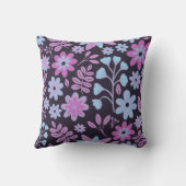 ネオン濃いフローラ青と紫の花 クッション (裏面)