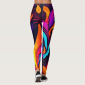 ネオン火災デザインと炎のアイコン レギンス (裏面)