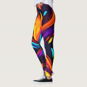 ネオン火災デザインと炎のアイコン レギンス (左)