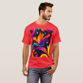 ネオン火災デザインと炎のアイコン Tシャツ (正面フル)