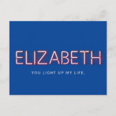 ネオン灯のエリザ白熱［赤熱］光を放つベス名 ポストカード (正面)