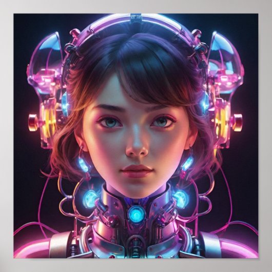 ネオン灯ヘッドギ白熱［赤熱］光を放つア ポスター (正面)