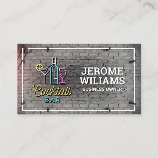 ネオン灯 |レンガの壁 名刺 (正面)