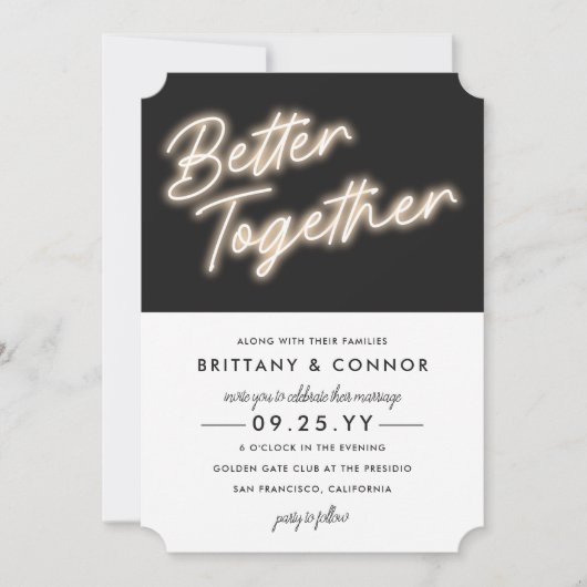 ネオン灯 | Better Together |モダン結婚s 招待状 (正面)