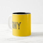 ネオン無地のイエローオレンジ名前をカスタムするモノグラム ツートーンマグカップ (正面左)