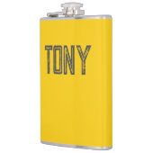 ネオン無地のイエローオレンジ名前をカスタムするモノグラム フラスク (左)