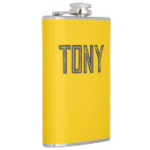 ネオン無地のイエローオレンジ名前をカスタムするモノグラム フラスク (右)