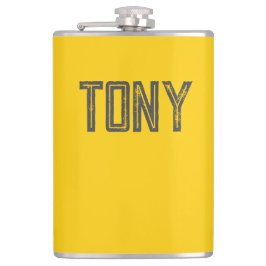 ネオン無地のイエローオレンジ名前をカスタムするモノグラム フラスク