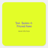 ネオン無地のイエローカラーパーソナライズされた スクエアシール (正面)
