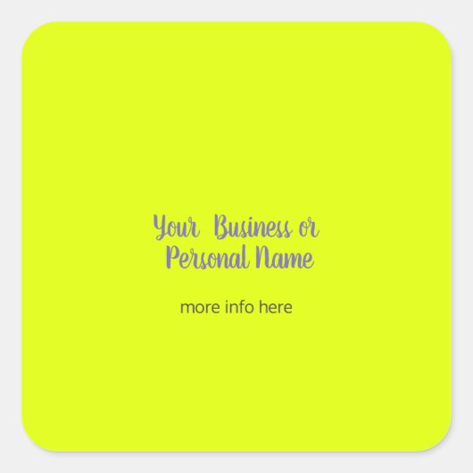 ネオン無地のイエローカラーパーソナライズされた スクエアシール (正面)