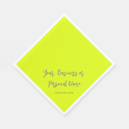 ネオン無地のイエローカラーパーソナライズされた スタンダードランチョンナプキン (角)