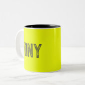 ネオン無地のイエローカラー名前をカスタムするモノグラム ツートーンマグカップ (正面左)