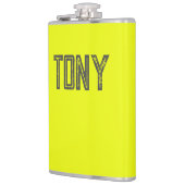 ネオン無地のイエローカラー名前をカスタムするモノグラム フラスク (左)