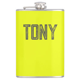 ネオン無地のイエローカラー名前をカスタムするモノグラム フラスク