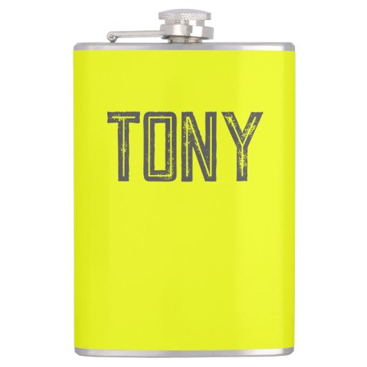 ネオン無地のイエローカラー名前をカスタムするモノグラム フラスク (正面)
