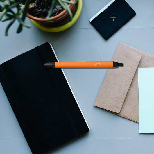 ネオン無地のオレンジ – あなたのモノグラム 黒ボールペン